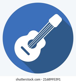 Icon Guitar. suitable for Wild West symbol. long shadow style. simple design editable. design template vector. simple symbol illustration