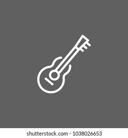 Icon of guitar. Tool, hobby, music. Creativity concept. Can be used for topics like education, activity, rock music.