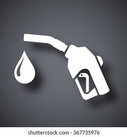 Icon of gun for fuel pump with a drop of fuel, stock vector