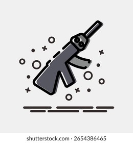 Pistola de iconos. Elementos militares y de guerra. Icono en estilo MBE.
