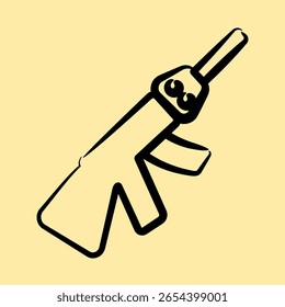 Icon gun. Military and war elements. Icon in hand drawn style.
