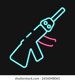 Icon gun. Military and war elements. Icon in neon style.