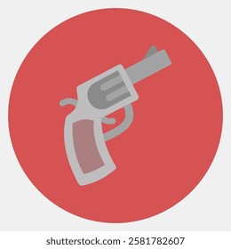 Icon gun. Traditional tattoo elements. Icon in color mate style.
