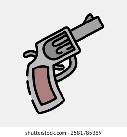 Icon gun. Traditional tattoo elements. Icon in filled line style.