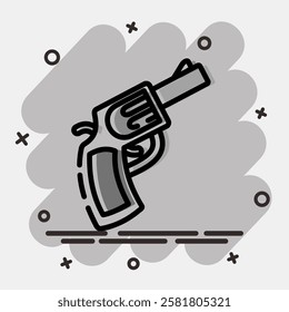 Icon gun. Traditional tattoo elements. Icon in comic style.