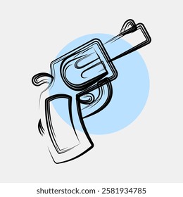 Icon gun. Traditional tattoo elements. Icon in color spot style.