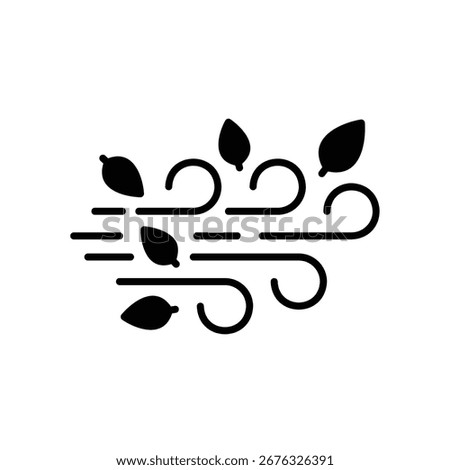 Icon of a gust of wind carrying flying leaves