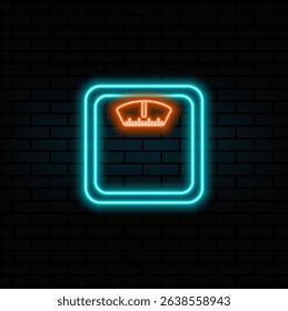 icon, gym scale, bathroom. neon style.weight scale icon. neon style scales. weight scale icon simple cartoon vector illustration.