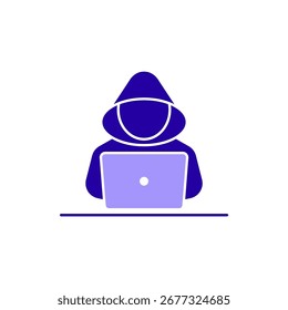 Ícone de um hacker, isolado contra um fundo limpo.