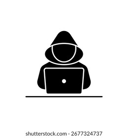 Ícone de um hacker, isolado contra um fundo limpo.