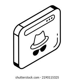 An icon of hacker line isometric design 