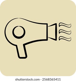 Icon Hair Dryer. related to Air symbol. hand drawn style. simple design editable