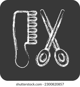Icon Hair Salon. suitable for Barbershop symbol. chalk Style. simple design editable. design template vector. simple illustration