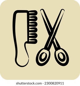 Icon Hair Salon. suitable for Barbershop symbol. hand drawn style. simple design editable. design template vector. simple illustration