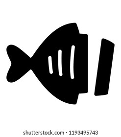 Icon of a half cutted piece and a slice of fish with its tail 