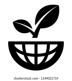 
Icon with half globe and half plant offering green earth icon
