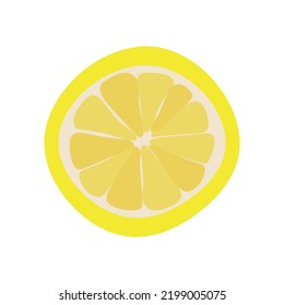 Icon of half lemon view top  isolated on white background. Fruit flat vector illustration
