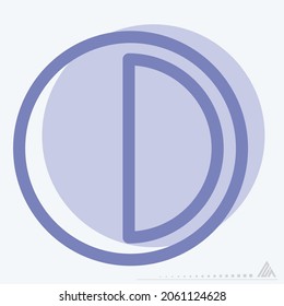 Icon Half Moon - Two Tone Style - Einfache Illustration, bearbeitbarer Strich, Design Template Vektor, Gut für Drucke, Plakate, Anzeigen, Ankündigungen, Infografiken, etc.