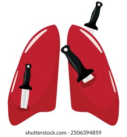 icon for the Halloween holiday, namely the icon of human lungs with knives in it, vector