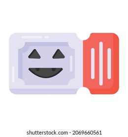 Icon of halloween ticket in flat style