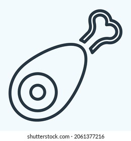 Icono Ham - Estilo de línea - Ilustración simple, trazo editable, vector de plantilla de diseño, Buena para impresiones, carteles, anuncios, anuncios, gráficos de información, etc.