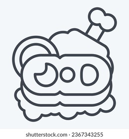 Icon Ham. related to Breakfast symbol. line style. simple design editable. simple illustration
