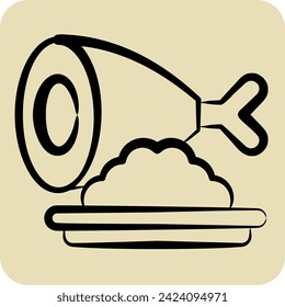 Icon Ham. related to Fast Food symbol. hand drawn style. simple design editable. simple illustration