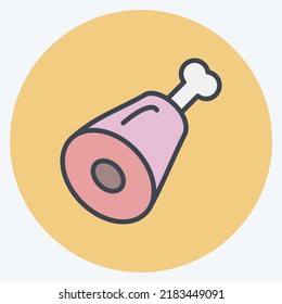 Icon Ham. suitable for Meat. color mate style. simple design editable. design template vector. simple illustration