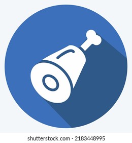 Icon Ham. geeignet für Fleisch. langer Schattenstil. einfaches Design bearbeitbar. Designvorlage, Vektor. einfache Abbildung