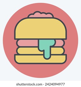 Icon Hamberger. related to Fast Food symbol. color mate style. simple design editable. simple illustration