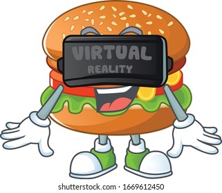 An Icon Of Hamburger Character Using Virtual Reality Headset