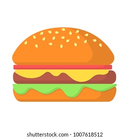 Icon hamburger with chop and fresh vegetables