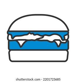 Icon Of Hamburger. Editable Bold Outline With Color Fill Design. Vector Illustration.