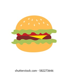 Icon hamburger, painted in flat style on a white background
