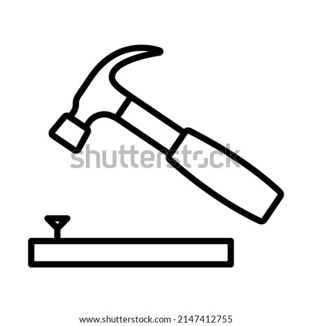 Icon Of Hammer Beat To Nail. Bold outline design with editable stroke width. Vector Illustration.