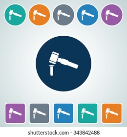 Icon of Hammer & Chisel in Multi Color Circle & Square Shape. Eps-10.