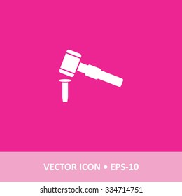 Icon of Hammer & Chisel on Magenta Color Background. Eps-10.