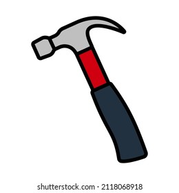 Hammer-Symbol Bearbeitbare, fette Rahmenlinie mit Farbfülldesign. Vektorgrafik.