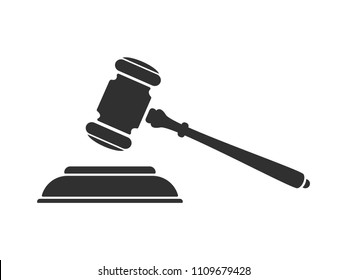 Icon hammer of the judge, auction hammer. Vector illustration in a flat style.