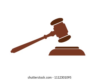 Icon hammer of the judge, auction hammer. Vector illustration in a flat style.