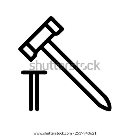 Icon of a hammer with nails, ideal for construction and home improvement themes.