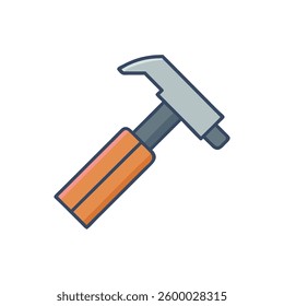 An icon of a hammer, perfect for roofing and construction related projects.