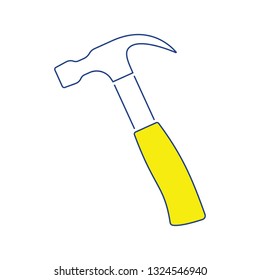 Icon of hammer. Thin line design. Vector illustration.