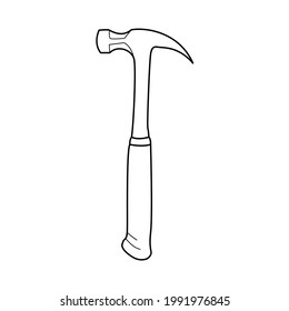 Icono de martillo. Ilustración vectorial para logotipo o botón. Arte de líneas delgadas simples. Herramientas de construcción y reparación