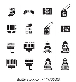 Icon Hand and Barcode Design set