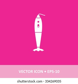 Icon of Hand Blender on Magenta Color Background. Eps-10.