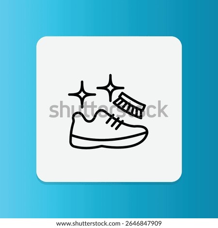 Icon of hand cleaning shoe with sparkles, representing easy-to-clean or washable footwear.
