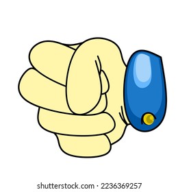Das Symbol der Hand gekleidet nach links mit einem Kragen der Arm einer blauen Farbe, eine Ikone der Widerstandskräfte gegen das System Verb, das nicht fair