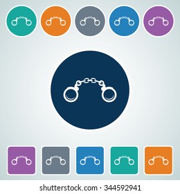 Icon of Hand Cuffs in Multi Color Circle & Square Shape. Eps-10.
