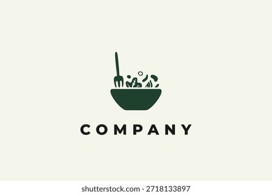 Icono Dibujo a mano Logo Ensalada Vegetal Comida saludable Restaurante vegano